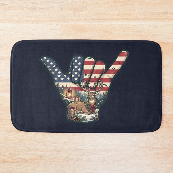 Item preview, Patriotic USA Shaka Winter Woodland Deer Holiday Art designed and sold by MythicCotton.