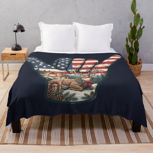 Item preview, Patriotic USA Shaka Winter Woodland Deer Holiday Art designed and sold by MythicCotton.