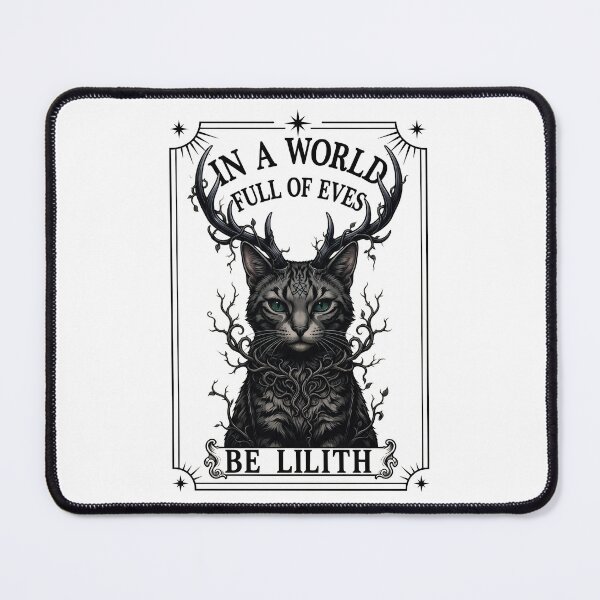 Item preview, In A World Full Of Eves Be Lilith Gothic Cat Antlers Dark Academia Art designed and sold by BlackCat Vibe.