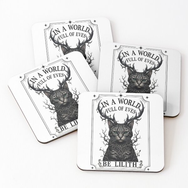 Item preview, In A World Full Of Eves Be Lilith Gothic Cat Antlers Dark Academia Art designed and sold by BlackCat Vibe.