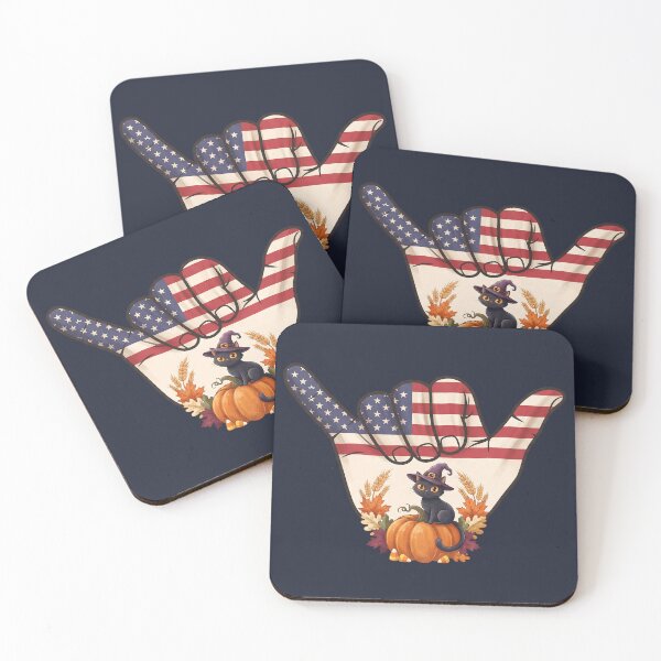 Item preview, USA Shaka Flag Black Cat Pumpkin Halloween Art designed and sold by MythicCotton.