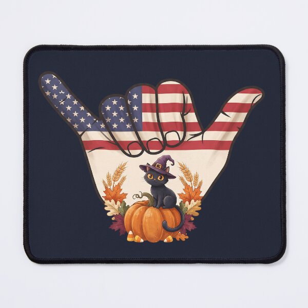 Item preview, USA Shaka Flag Black Cat Pumpkin Halloween Art designed and sold by MythicCotton.