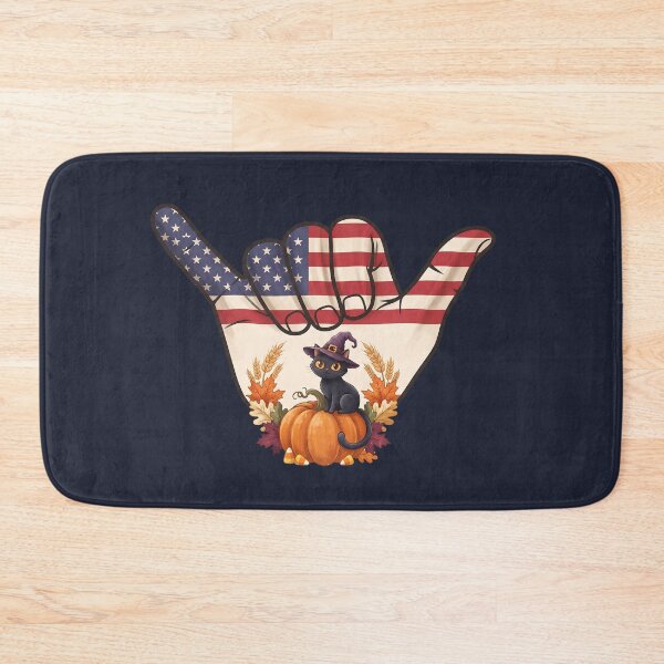 Item preview, USA Shaka Flag Black Cat Pumpkin Halloween Art designed and sold by MythicCotton.