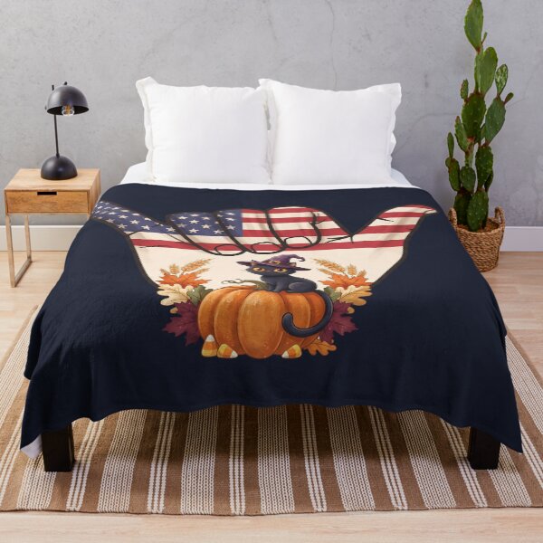 Item preview, USA Shaka Flag Black Cat Pumpkin Halloween Art designed and sold by MythicCotton.