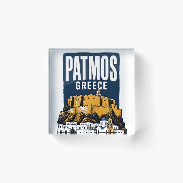 Item preview, Patmos Greece Vintage Travel Poster designed and sold by TravelersGems.