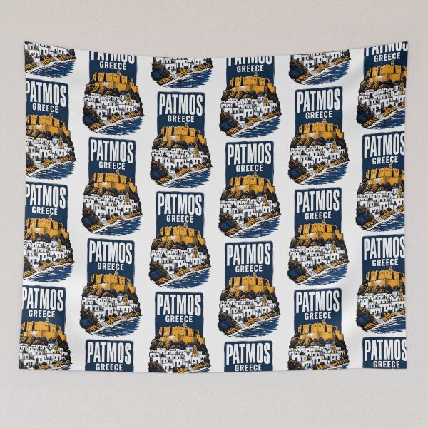 Item preview, Patmos Greece Vintage Travel Poster designed and sold by TravelersGems.