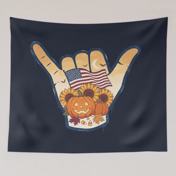 Item preview, Patriotic USA Shaka Flag Pumpkin Sunflower Fall designed and sold by MythicCotton.