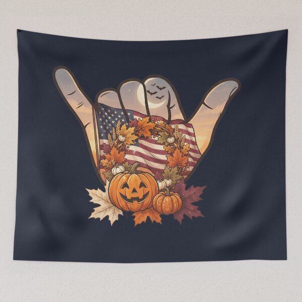 Item preview, Patriotic USA Shaka Pumpkin Harvest Wreath Art designed and sold by MythicCotton.