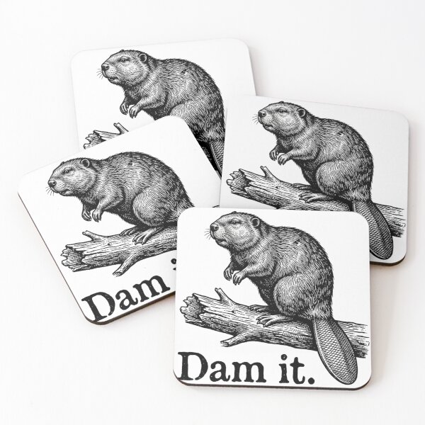 Item preview, Dam It Funny Beaver Pun Vintage Woodcut Etching designed and sold by raedattia.