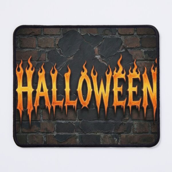 Item preview, Burning Halloween Flame Text on Brick Wall designed and sold by Nela-&-Lena.