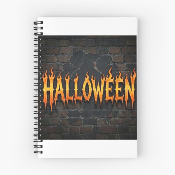 Item preview, Burning Halloween Flame Text on Brick Wall designed and sold by Nela-&-Lena.