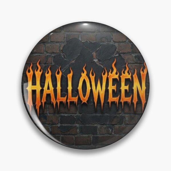 Item preview, Burning Halloween Flame Text on Brick Wall designed and sold by Nela-&-Lena.