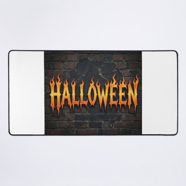 Item preview, Burning Halloween Flame Text on Brick Wall designed and sold by Nela-&-Lena.