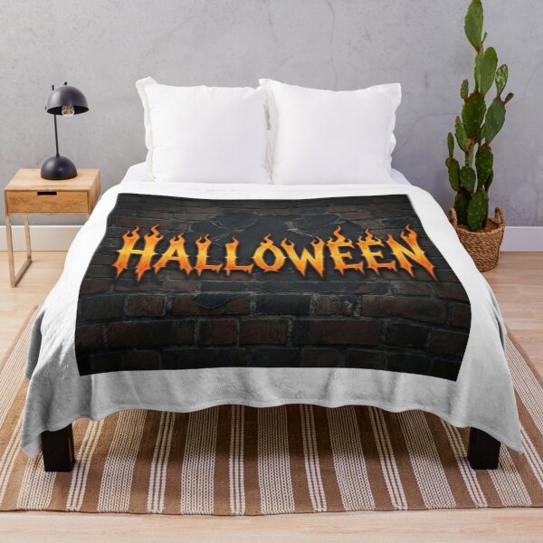 Item preview, Burning Halloween Flame Text on Brick Wall designed and sold by Nela-&-Lena.