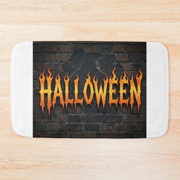 Item preview, Burning Halloween Flame Text on Brick Wall designed and sold by Nela-&-Lena.