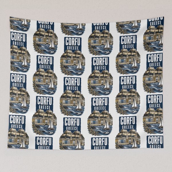 Item preview, Corfu Greece Vintage Travel Poster designed and sold by TravelersGems.