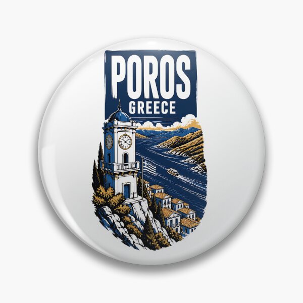Item preview, Poros Greece Vintage Travel Poster designed and sold by TravelersGems.