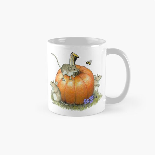 Item preview, PUMPKIN, with MICE, Autumn, Bee and Flowers, Color Pencil Drawing  designed and sold by JoyfulWhimsy.