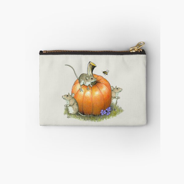 Item preview, PUMPKIN, with MICE, Autumn, Bee and Flowers, Color Pencil Drawing  designed and sold by JoyfulWhimsy.