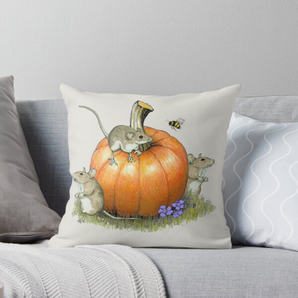 Item preview, PUMPKIN, with MICE, Autumn, Bee and Flowers, Color Pencil Drawing  designed and sold by JoyfulWhimsy.