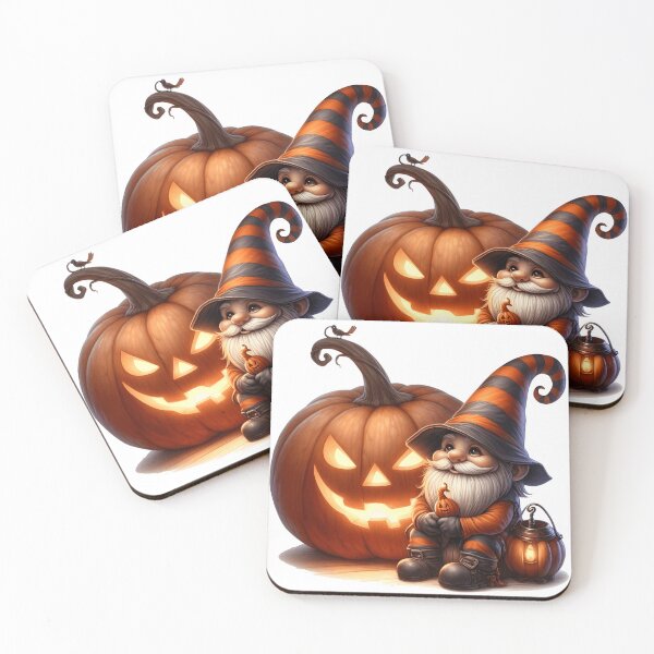 Item preview, Glowing Halloween Jack-O'-Lantern Gnome with Lantern and Pumpkin designed and sold by Lorraine Cozy Corner.