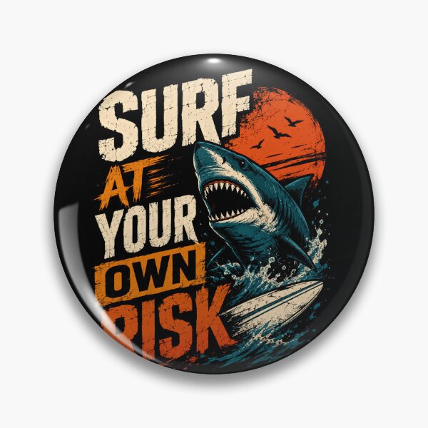 Item preview, Surf At Your Own Risk Surfing Ocean Shark Surfer designed and sold by HumansStuck12.