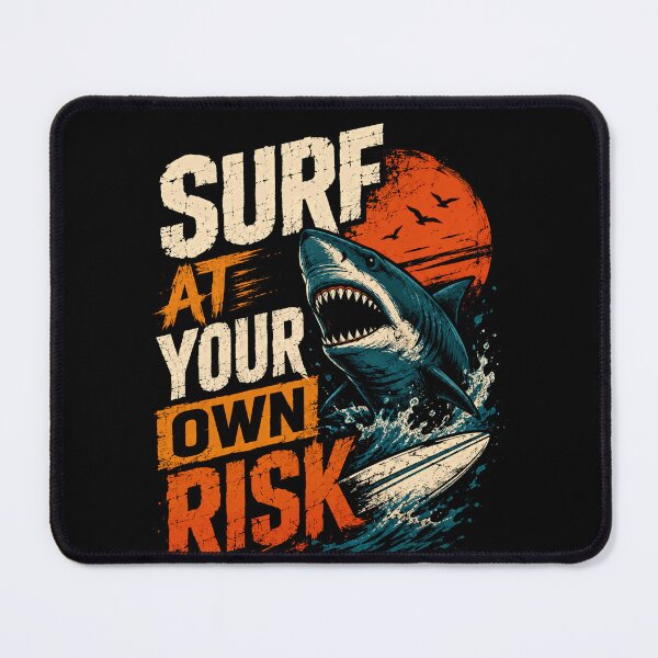 Item preview, Surf At Your Own Risk Surfing Ocean Shark Surfer designed and sold by HumansStuck12.
