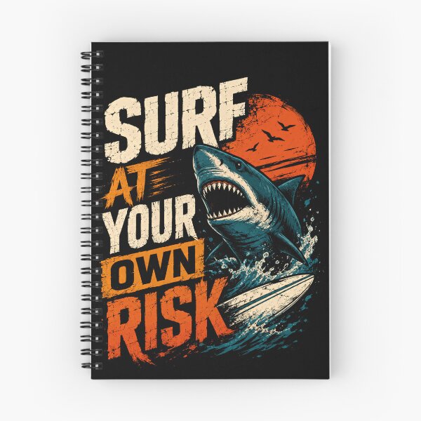 Item preview, Surf At Your Own Risk Surfing Ocean Shark Surfer designed and sold by HumansStuck12.