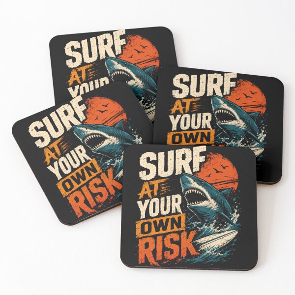 Item preview, Surf At Your Own Risk Surfing Ocean Shark Surfer designed and sold by HumansStuck12.