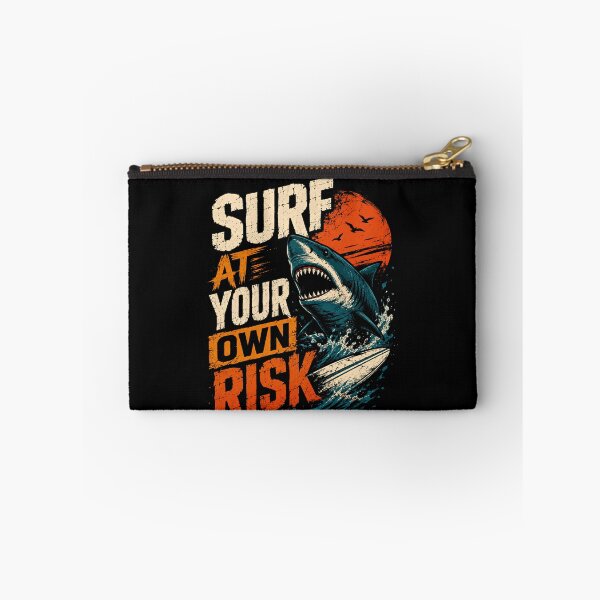 Item preview, Surf At Your Own Risk Surfing Ocean Shark Surfer designed and sold by HumansStuck12.