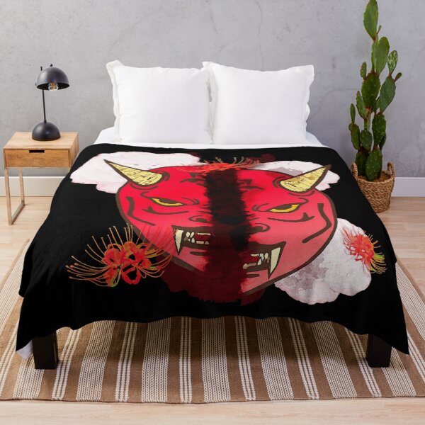 Item preview, oni mask halves, spider lilies designed and sold by Kirei-Lily.
