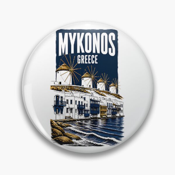 Item preview, Mykonos Greece Vintage Travel Poster designed and sold by TravelersGems.
