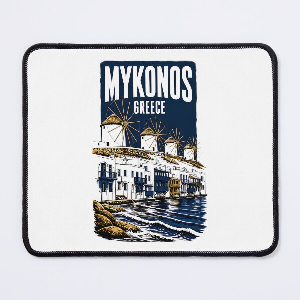 Item preview, Mykonos Greece Vintage Travel Poster designed and sold by TravelersGems.