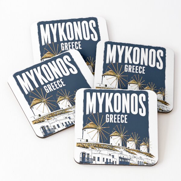 Item preview, Mykonos Greece Vintage Travel Poster designed and sold by TravelersGems.