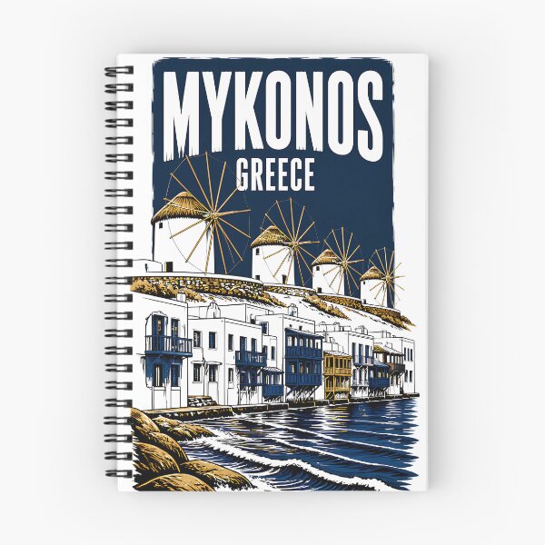 Item preview, Mykonos Greece Vintage Travel Poster designed and sold by TravelersGems.