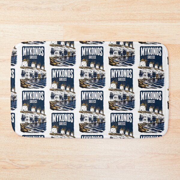Item preview, Mykonos Greece Vintage Travel Poster designed and sold by TravelersGems.