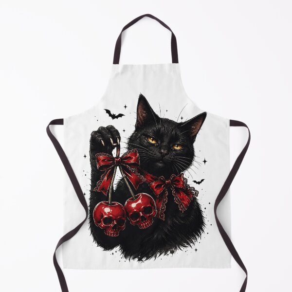 Item preview, Gothic Black Cat Skull Cherries Dark Coquette Bow Aesthetic Art designed and sold by BlackCat Vibe.