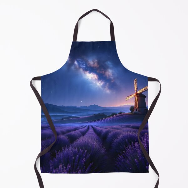 Item preview, Lavender Fields Windmill Under Milky Way | Dreamy Night Landscape designed and sold by DreamyWallVibes.