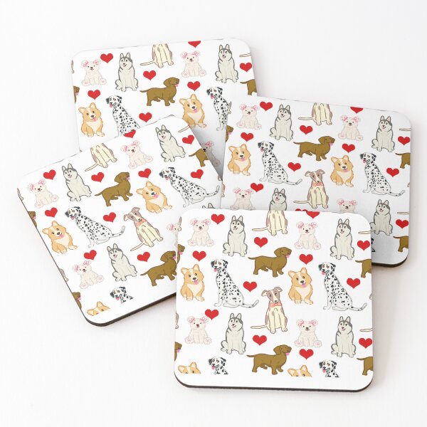 Item preview, Cute Dogs and Red Hearts Pattern designed and sold by     Fatma Creates.