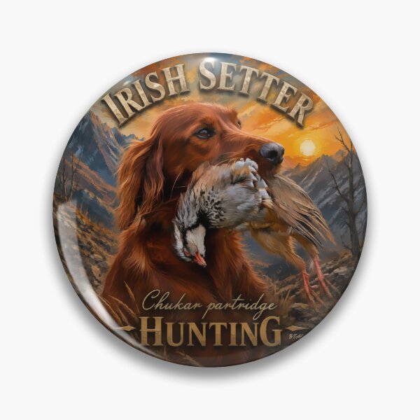 Item preview, Irish Setter with Chukar Partridge | Upland Bird Hunting Dog Art designed and sold by TammyHunterArt.