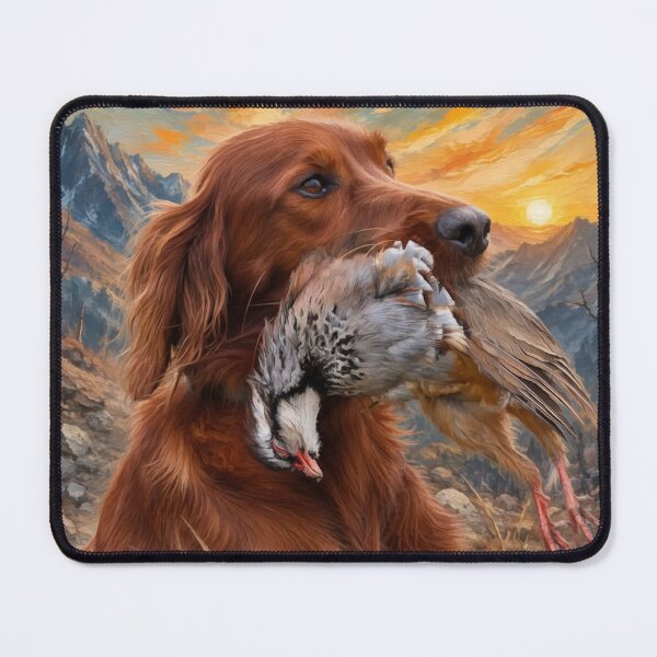 Item preview, Irish Setter with Chukar Partridge | Upland Bird Hunting Dog Art designed and sold by TammyHunterArt.