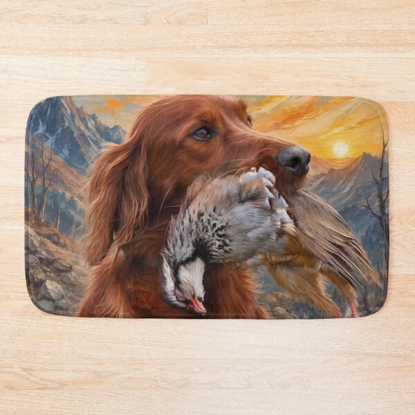 Item preview, Irish Setter with Chukar Partridge | Upland Bird Hunting Dog Art designed and sold by TammyHunterArt.