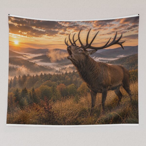 Item preview, Majestic Roaring Red Deer Stag During the Rut | Wildlife Nature Art designed and sold by JMDG Studio.