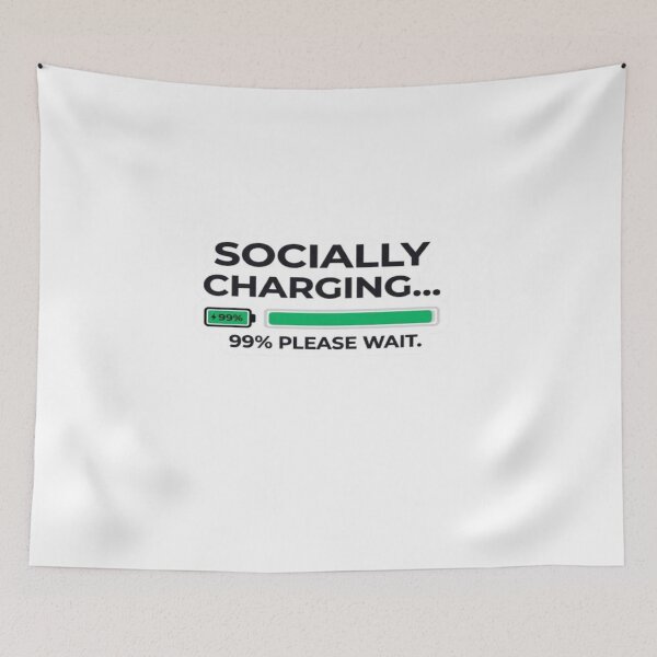 Item preview, Socially Charging Please Wait Funny Social Battery Introvert T-Shirt designed and sold by Artbysarmina.