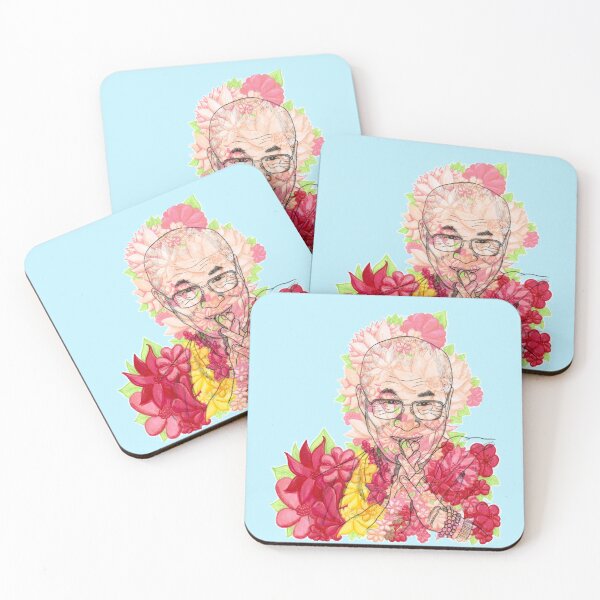 Item preview, HH Dalai Lama Florals Bright Colors Hand Drawn Blue Background designed and sold by BOKEbyTC.