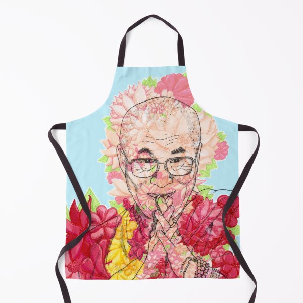 Item preview, HH Dalai Lama Florals Bright Colors Hand Drawn Blue Background designed and sold by BOKEbyTC.