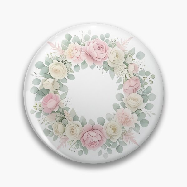 Item preview, Watercolor Pink Rose Floral Wreath| Pastel Floral Wreath Illustration designed and sold by AZABSTORE.