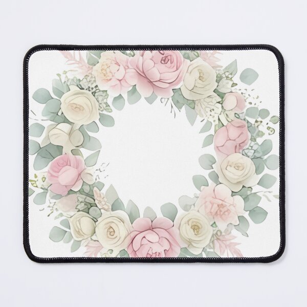 Item preview, Watercolor Pink Rose Floral Wreath| Pastel Floral Wreath Illustration designed and sold by AZABSTORE.