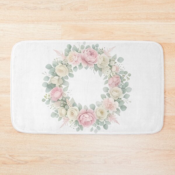 Item preview, Watercolor Pink Rose Floral Wreath| Pastel Floral Wreath Illustration designed and sold by AZABSTORE.