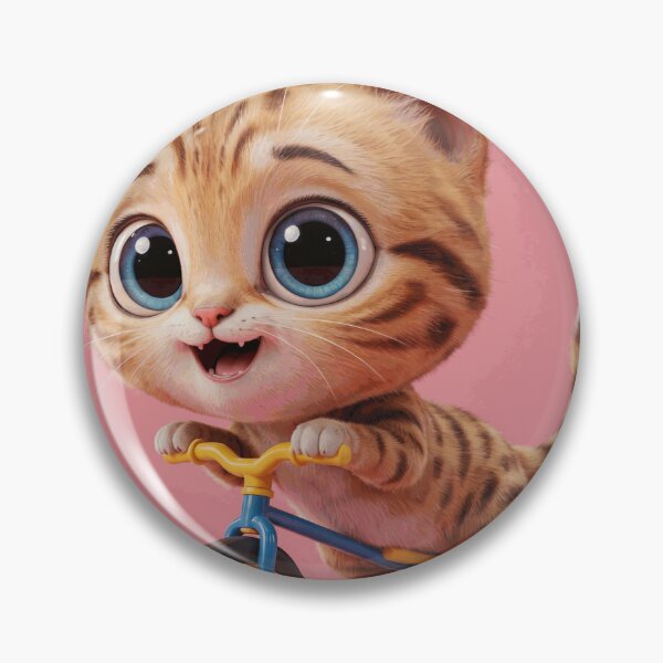 Item preview, Adorable Orange Tabby Kitten Riding a Colorful Tricycle on Pink Background designed and sold by LyleDenholm.